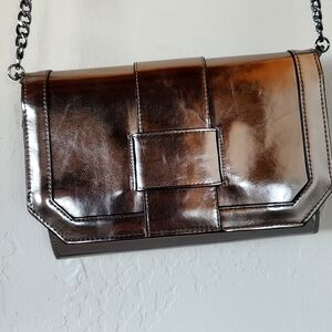 INC International Concepts FARAHH silver METALLIC CHAIN Crossbody Bag adjustable